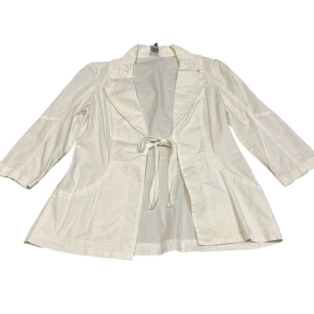 XCVI Women's White Jacket‎ S Tie Waist 3/4 Sleeve Casual